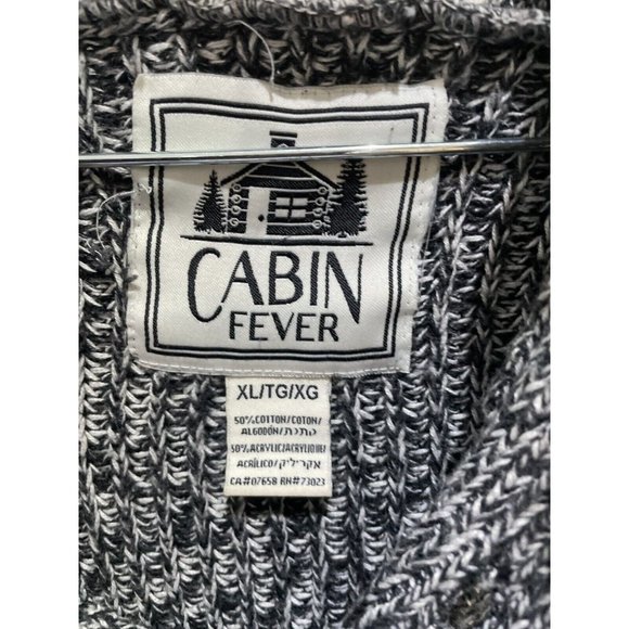 Cabin fever sweater Knit Button Hoodie Black & White red XL - Picture 5 of 10